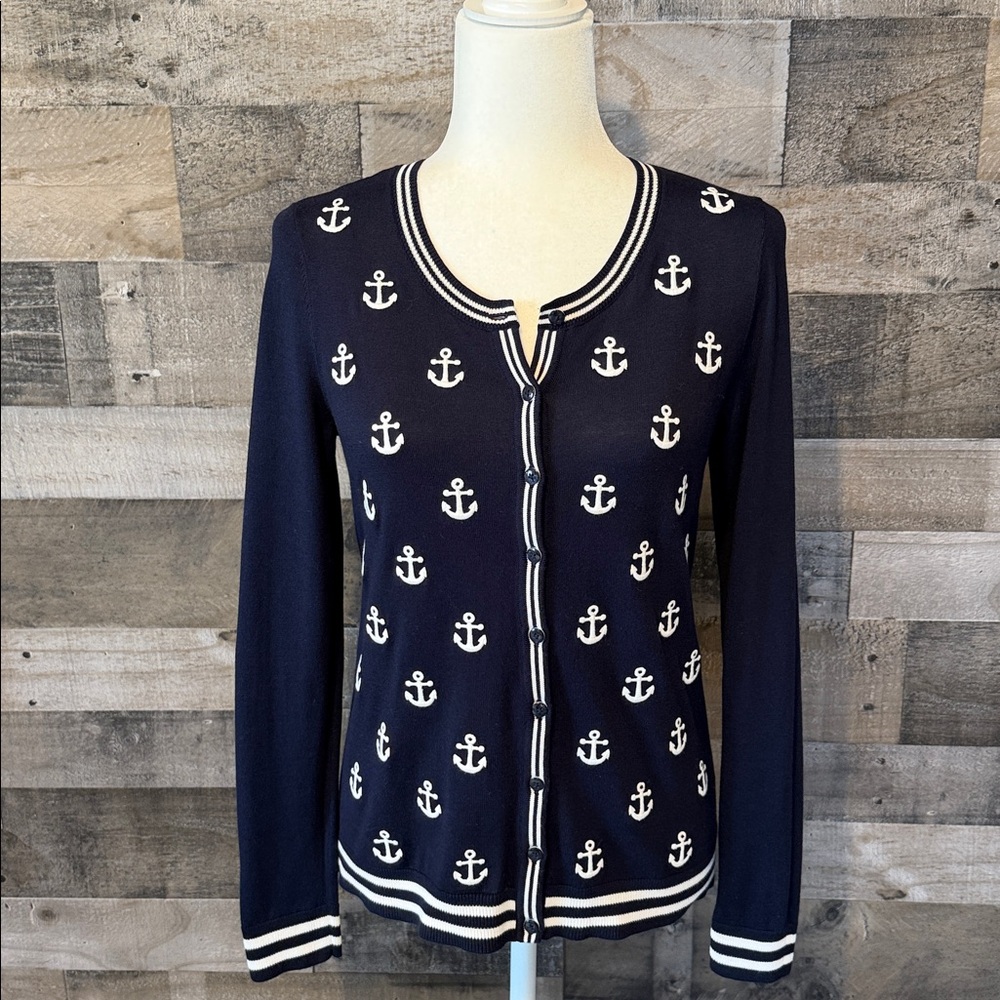Talbots Nautical Cardigan with anchors Size XS